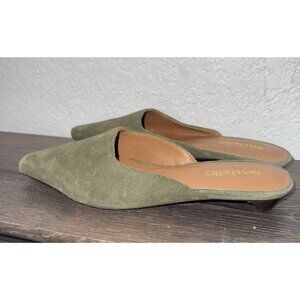 Seychelles Leather Suede Mule in Green New Kitten Heel Size 6 Career Shoes